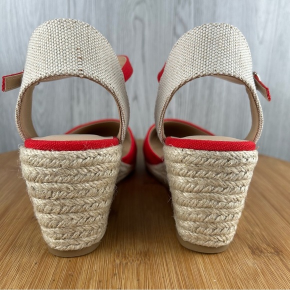 Espadrille Shoes with Wedge Heel (RED-COT) - Picture 5 of 10